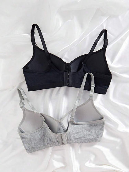 2-Pack Wireless Cotton Blend Bras for Women – Soft Everyday Comfort Bralette Set – Shein Style Basic Lingerie