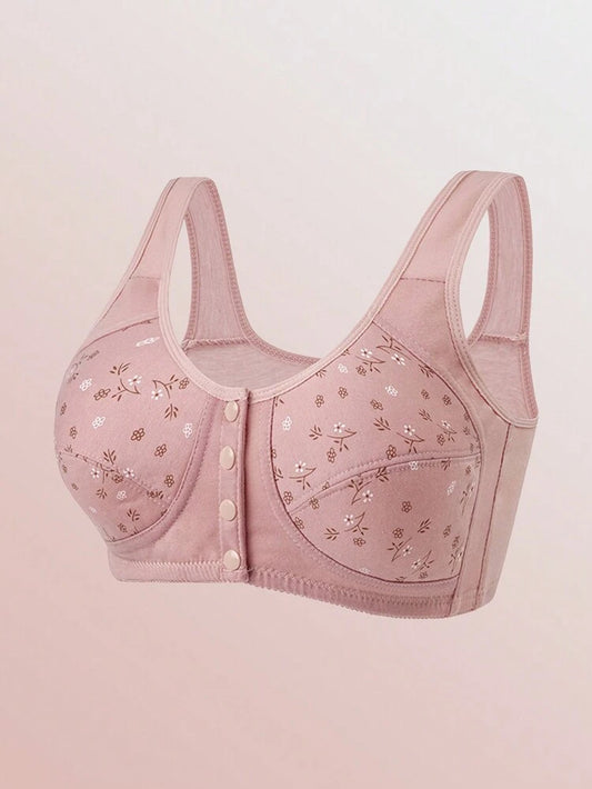 3-Pack Front Closure Cotton Comfort Bras for Women – Wireless Full Coverage Bra Set – Floral Print Shein Style Everyday Lingerie