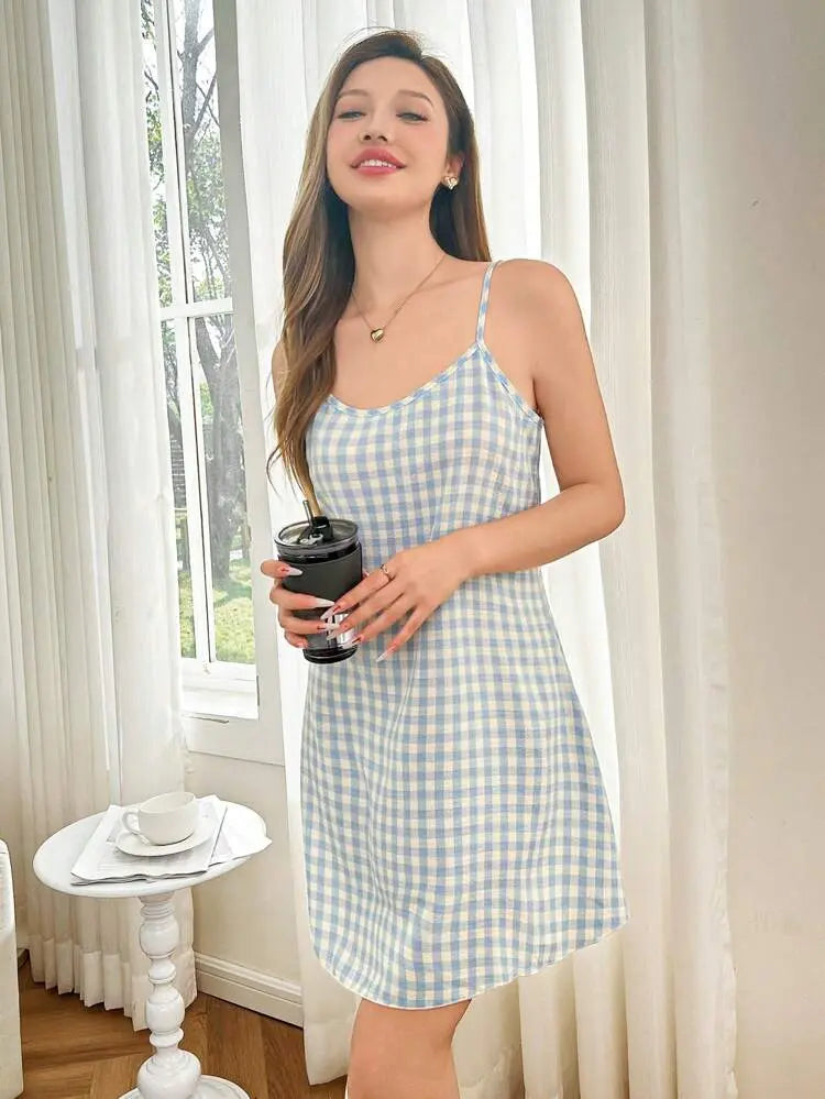 Shein Gingham Sleep Dress â€“ Spaghetti Strap Nightwear | Delicado