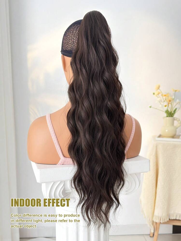 Long Wavy Ponytail Hair Extension – Natural Brown Clip-In Ponytail
