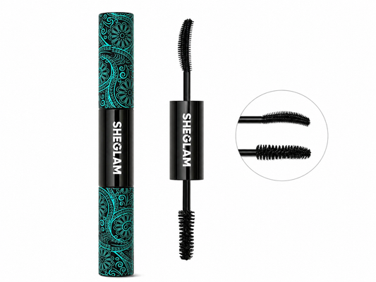 SHEGLAM Waterproof Black Mascara – Double-Ended Volumizing & Lengthening Lash Mascara – Long Lasting Curling Eyelash Makeup