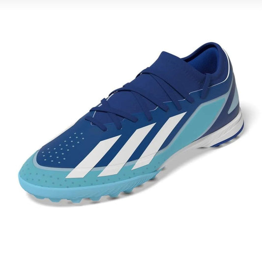 Men’s Blue Turf Soccer Shoes with White Stripes – Lightweight Football Training Shoes
