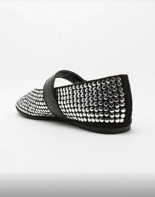 Black Studded Flat Mule Loafers – Rhinestone Slip-On Shoes