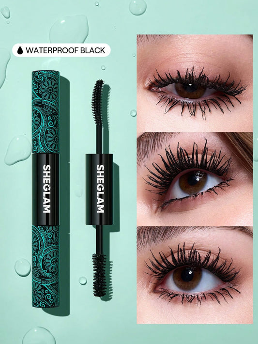 SHEGLAM Waterproof Black Mascara – Double-Ended Volumizing & Lengthening Lash Mascara – Long Lasting Curling Eyelash Makeup