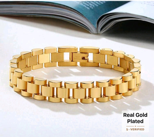 18K Gold-Plated Stainless Steel Mesh Link Bracelet – Women’s Luxury Chain Band Bracelet