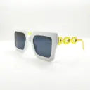 Chain Chic Shades â€“ Square Frame with Gradient Lenses and Bold Yellow Arms