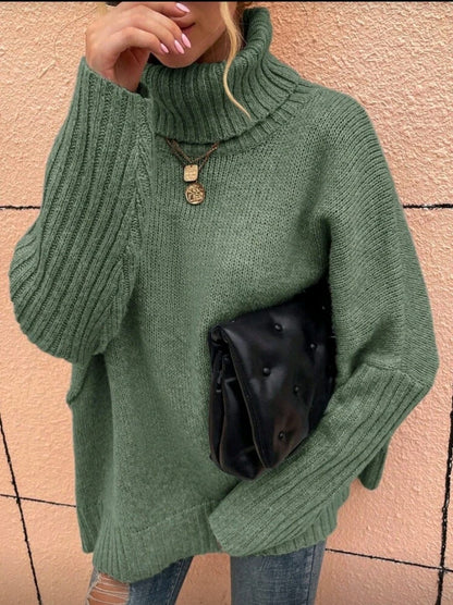 Mint Green Oversized Turtleneck Knit Sweater for Women â€“ Shein Inspired Cozy Winter Style