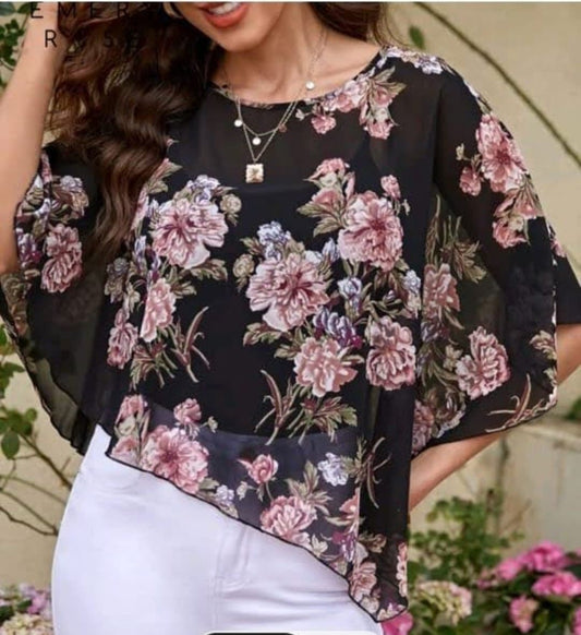 Floral Chiffon Loose Fit Blouse