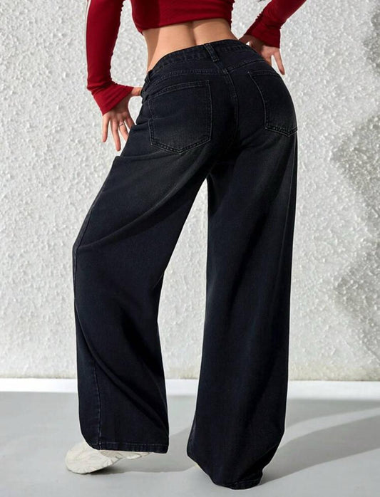 Dark Wash Wide Leg Jeans – High Waist Relaxed Fit Denim