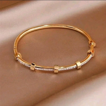 Classic Open Bangle Bracelet for Women – Gold & Silver Plated Stainless Steel
