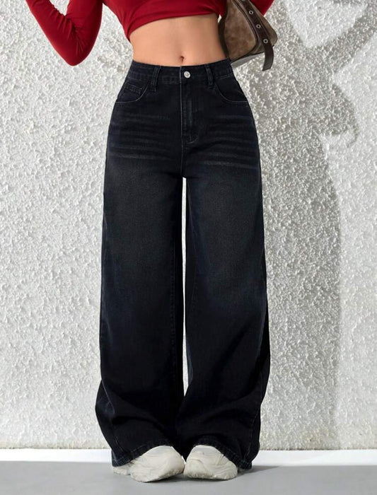 Dark Wash Wide Leg Jeans – High Waist Relaxed Fit Denim