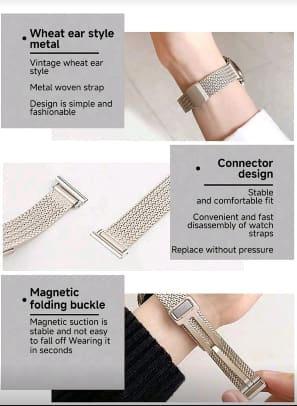20mm Magnetic Milanese Watch Band – Women Metal Mesh Replacement Strap