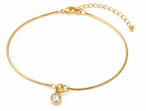 Women’s Gold Anklet Bracelet with Round Charm – Minimalist Beach Foot Jewelry Adjustable Chain