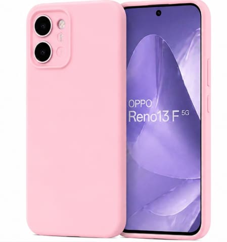 Silicone Soft Phone Case for OPPO Reno 13 F – Pink Shockproof Slim Protective Cover – Minimal Matte Full Body Case