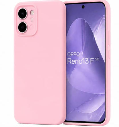 Silicone Soft Phone Case for OPPO Reno 13 F – Pink Shockproof Slim Protective Cover – Minimal Matte Full Body Case
